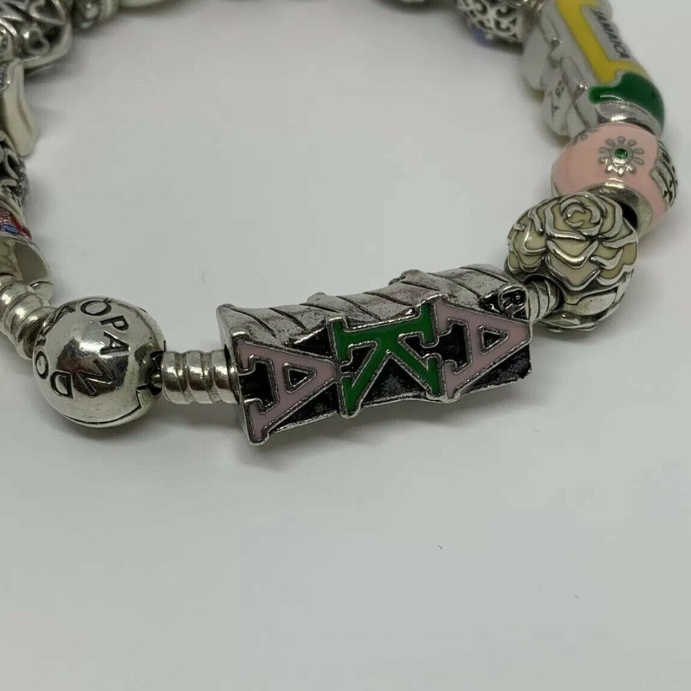 Alpha Kappa Alpha Pink and Green Letter Charm Bead - Picture 2 of 3